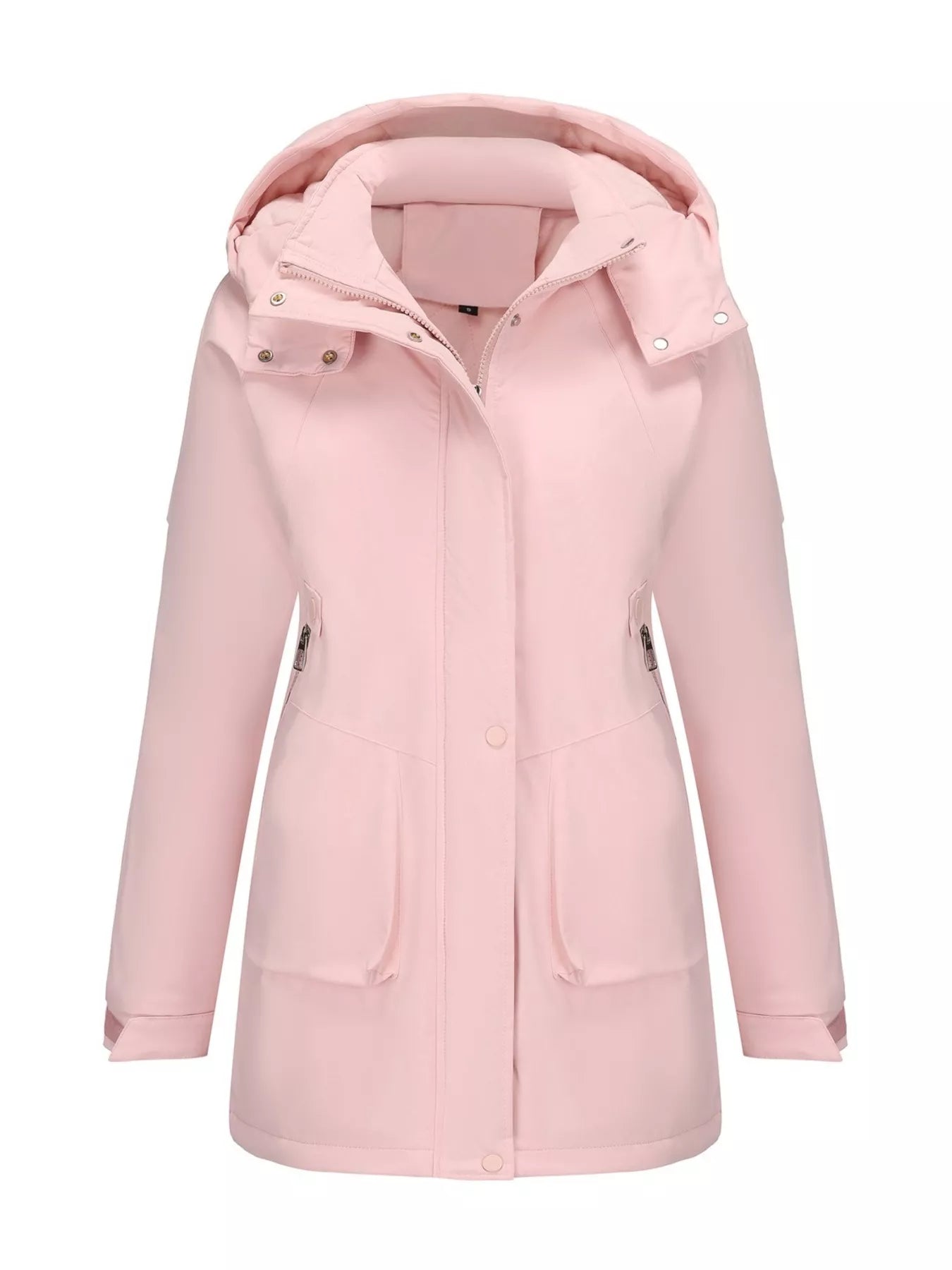 Full Size Hooded Mid-Length Windproof Outerwear Plus Size