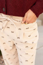 Bow Print Wide Leg Pants