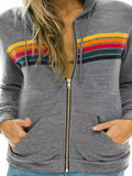 Full Size Striped Zip-Up Hoodie Plus Size
