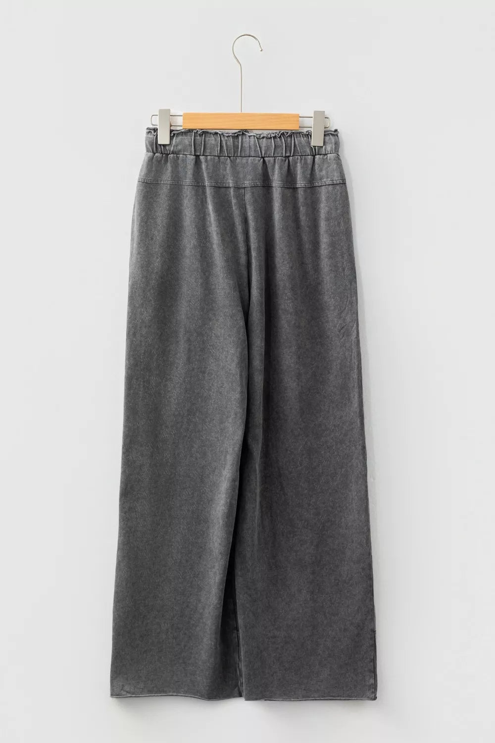 Mineral Wash Lace-up High Waist Raw Hem Patched Pocket Pants