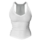 V Neck Cotton Tank Tops with Built-in Shelf Bra