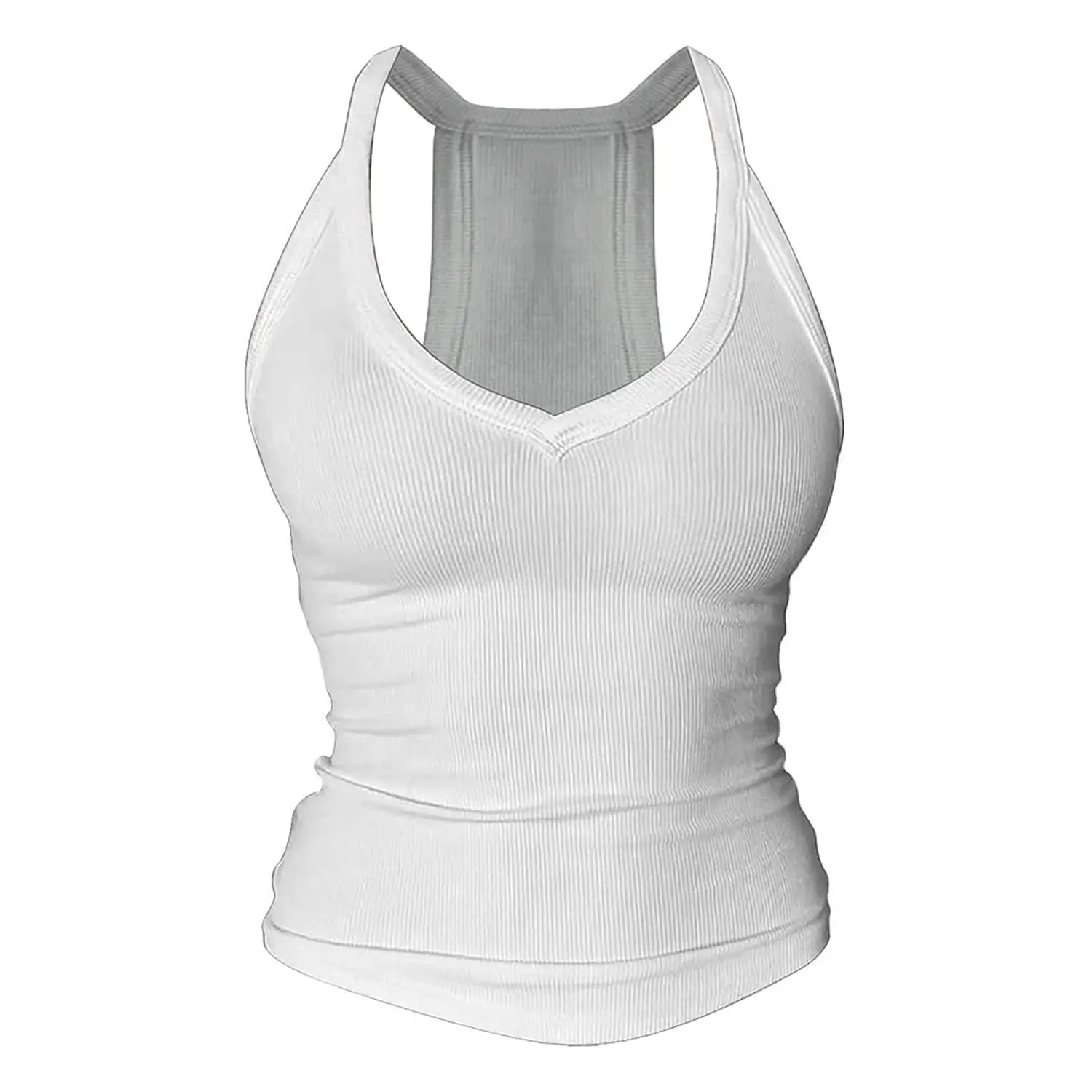 V Neck Cotton Tank Tops with Built-in Shelf Bra