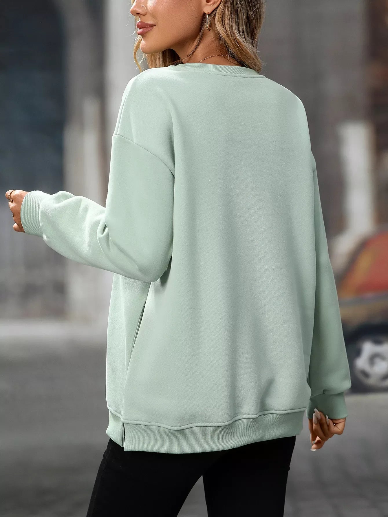 Casual Solid Color Long Sleeve Sweatshirt