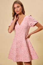 SO ME Floral Jacquard Fit And Flare Daily Mini Dress