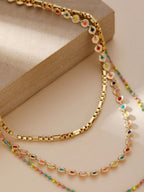 18K Gold-Plated Layered Resin Bead Necklace