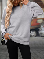 Casual Solid Color Long Sleeve Sweatshirt