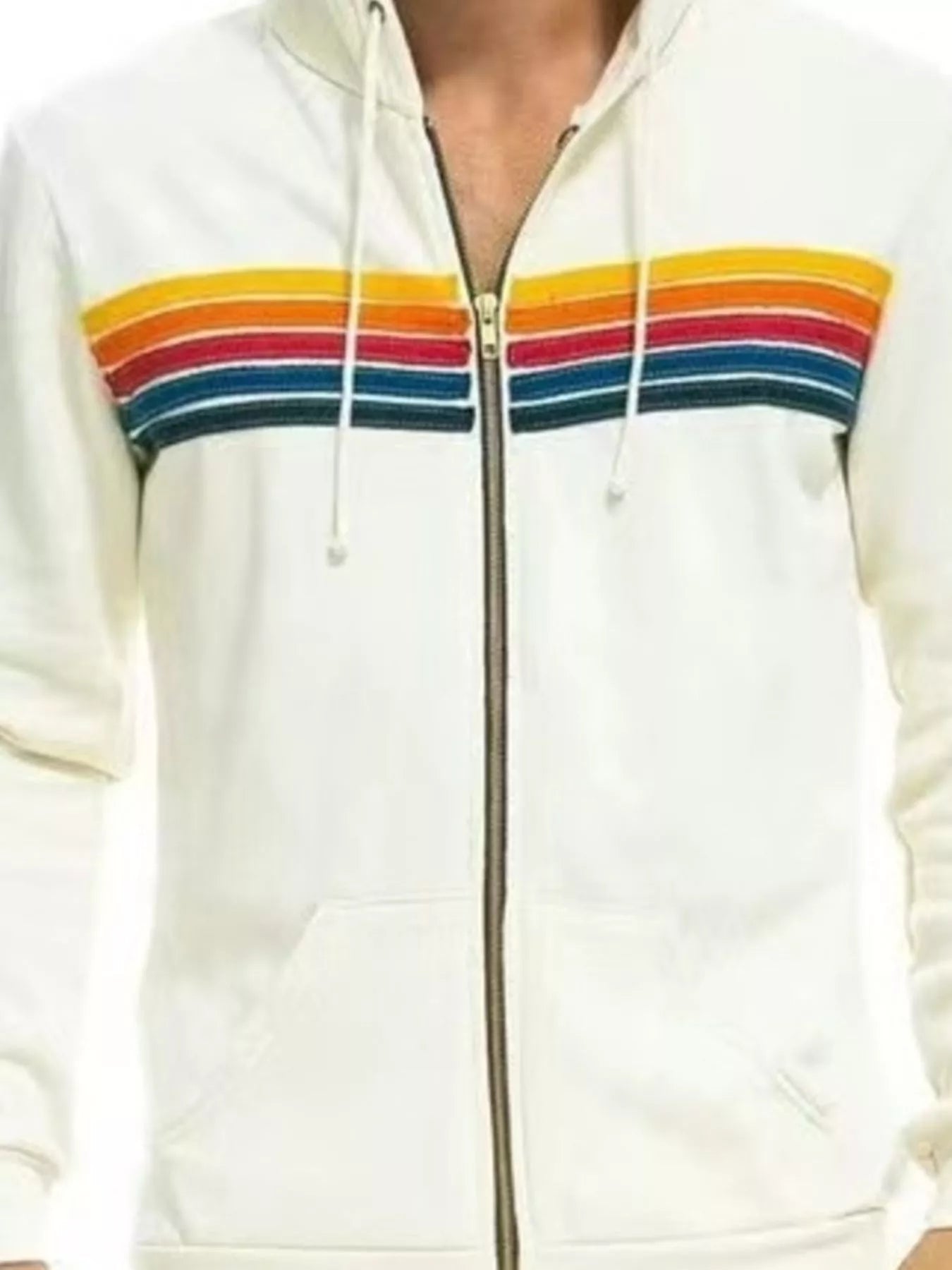 Full Size Striped Zip-Up Hoodie Plus Size