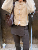 Button Up Dropped Shoulder Cardigan