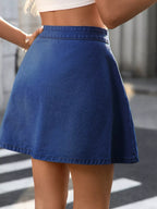 Button-Front A-Line Denim Skirt