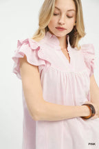 Umgee Ruffled Sleeve Textured Blouse