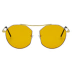 CHOCTAW - Round Tinted Geometric Brow-Bar Fashion Sunglasses