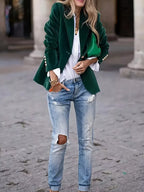 One Button Long Sleeve Blazer
