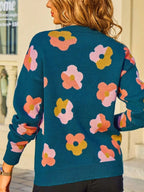 Floral Crew Neck Long Sleeve Sweater