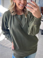 Full Size Crew Neck Raglan Sleeve Sweatshirt Plus Size