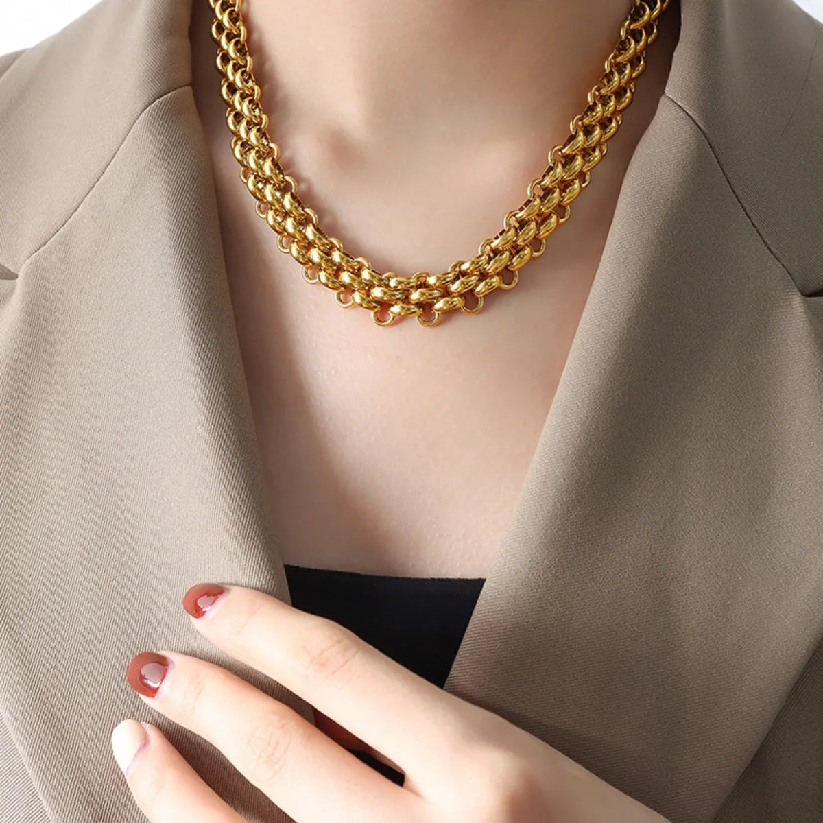 Gold Chain Link Jewelry Set with Necklace and Bracelet