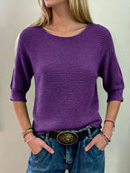 Full Size Ribbed Knit Round Neck Sweater Plus Size