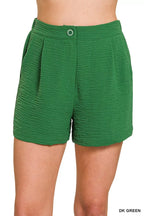 Zenana Woven Airflow Back Elastic Waist Shorts