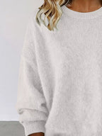 Full Size Round Neck Dropped Shoulder Sweater Plus Size
