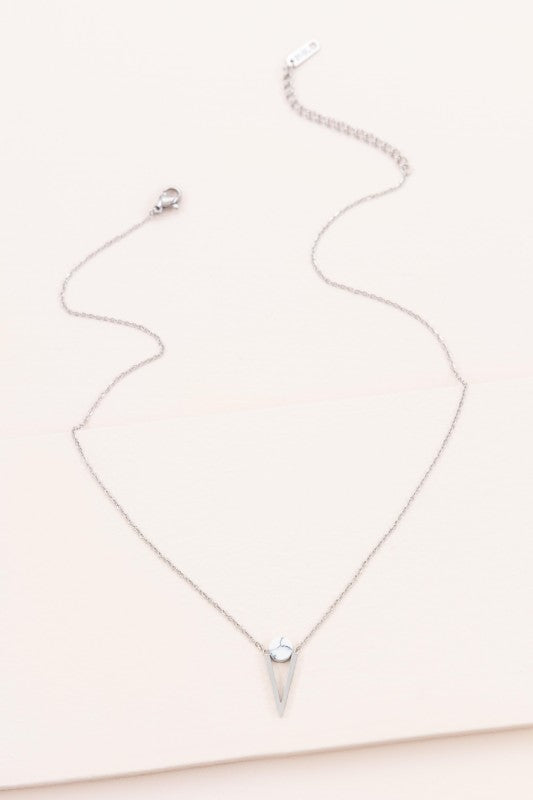 Tensly Point Stone Necklace | Silver