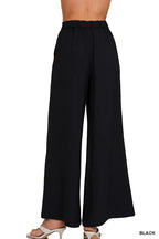Zenana Relaxed Fit Elastic Waisted Wide Leg Pants