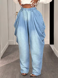 Ruched Wide Leg Jeans
