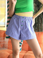 Striped Elastic Waist Shorts