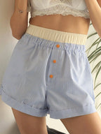 Striped Elastic Waist Shorts