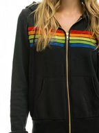 Full Size Striped Zip-Up Hoodie Plus Size