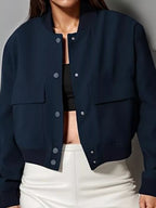 Full Size Snap Down Long Sleeve Jacket Plus Size