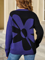 Floral Pattern Color Block Sweater