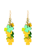 Green Metallic Shamrocks Cascade Earrings