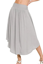 Zenana Woven Crinkle Smocked Waist Maxi Skirt W Pockets