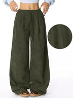 Casual Corduroy Wide Leg Pants