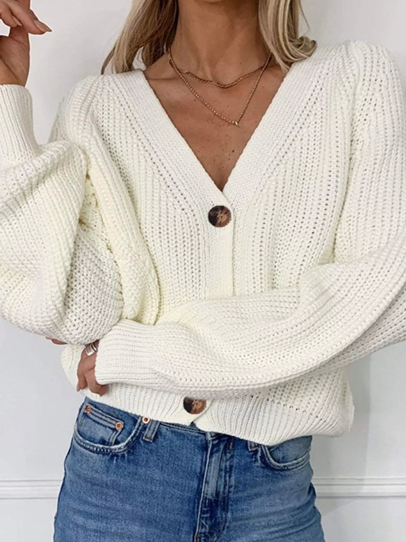 Full Size Chunky Knit Button-Down Cardigan Plus Size