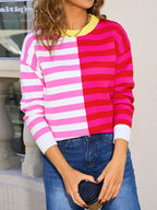 Striped Round Neck Long Sleeve Sweater