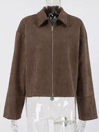 Zip-Up Dropped Shoulder Jacket