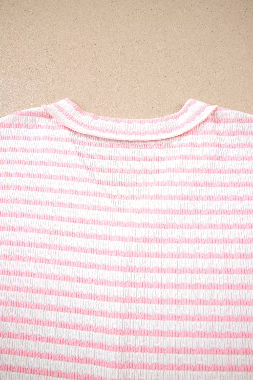 Plus Size Stripe Plus Size V Neck Exposed Seam Patchwork T Shirt