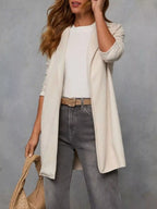 Full Size Open Front Longline Outerwear Plus Size