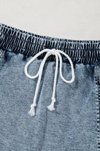 Drawstring High Waist Pocketed Denim Shorts