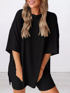 Full Size Half Sleeve T-Shirt and Shorts Set Plus Size