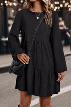 Long Sleeve Tiered Mini Dress