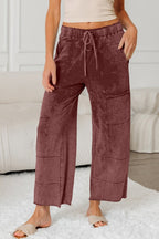 Mineral Wash High Waist Raw Hem Pants