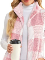 Full Size Color Block Zip Up Vest Coat Plus Size
