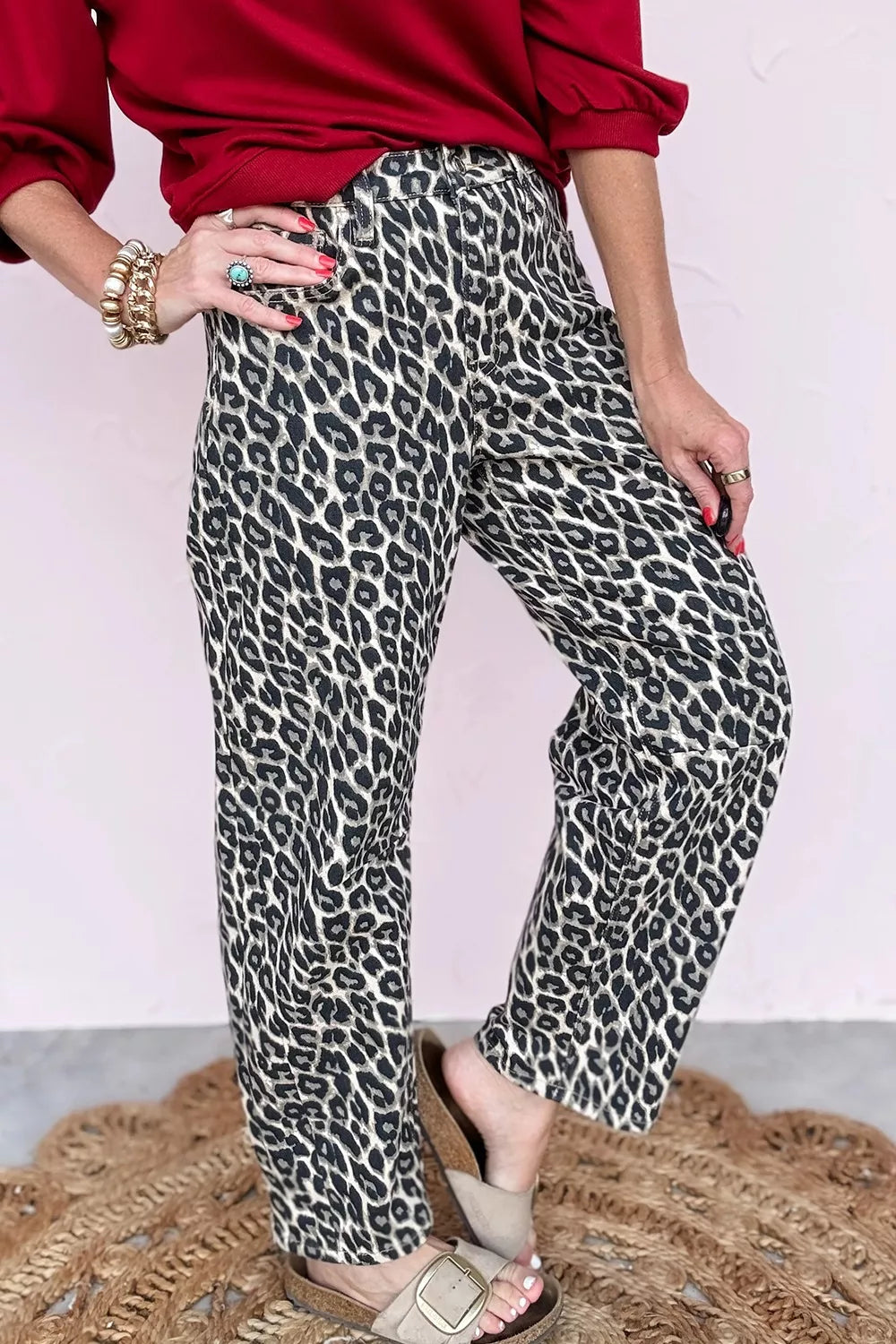 Leopard Print Relaxed Fit Jeans