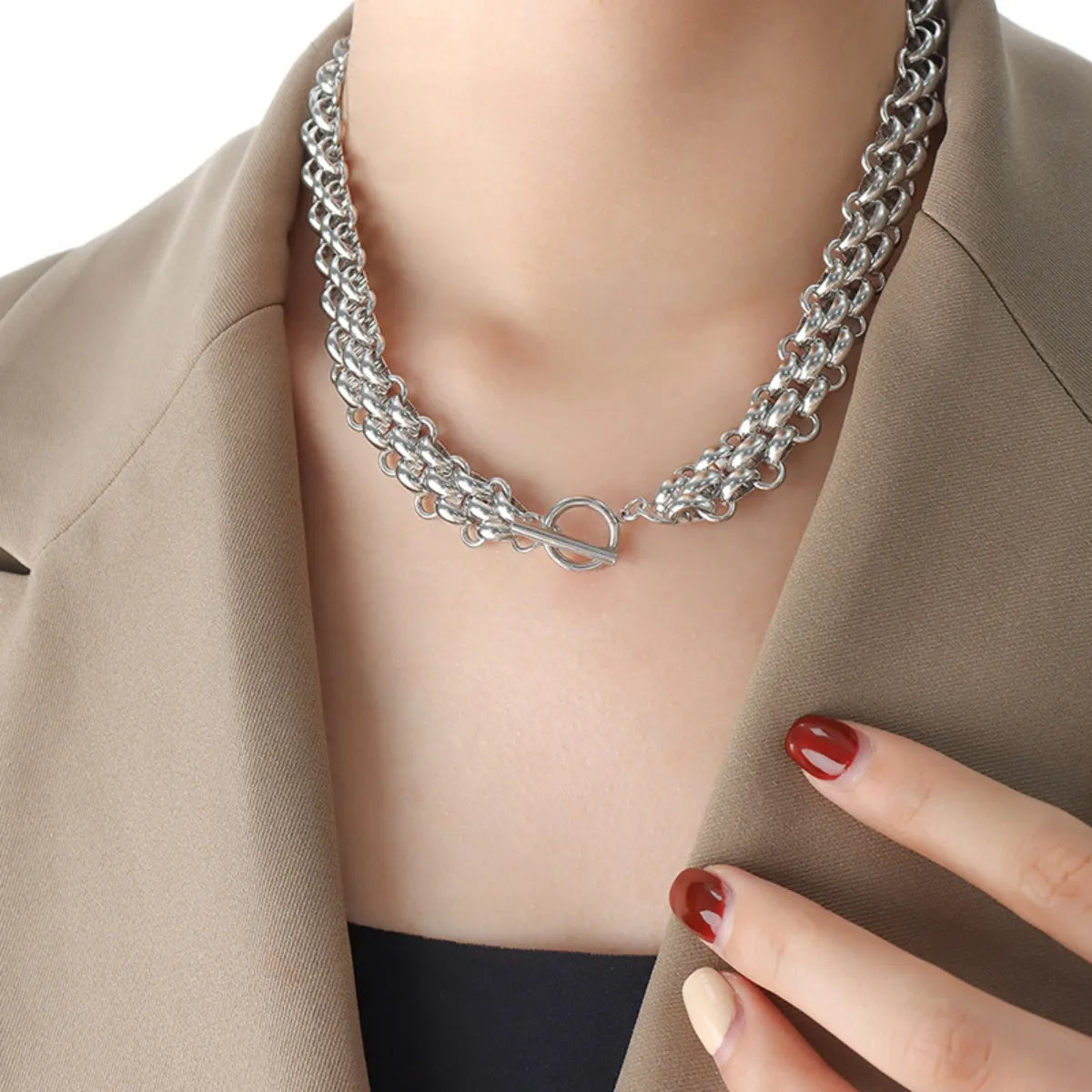 Gold Chain Link Jewelry Set with Necklace and Bracelet