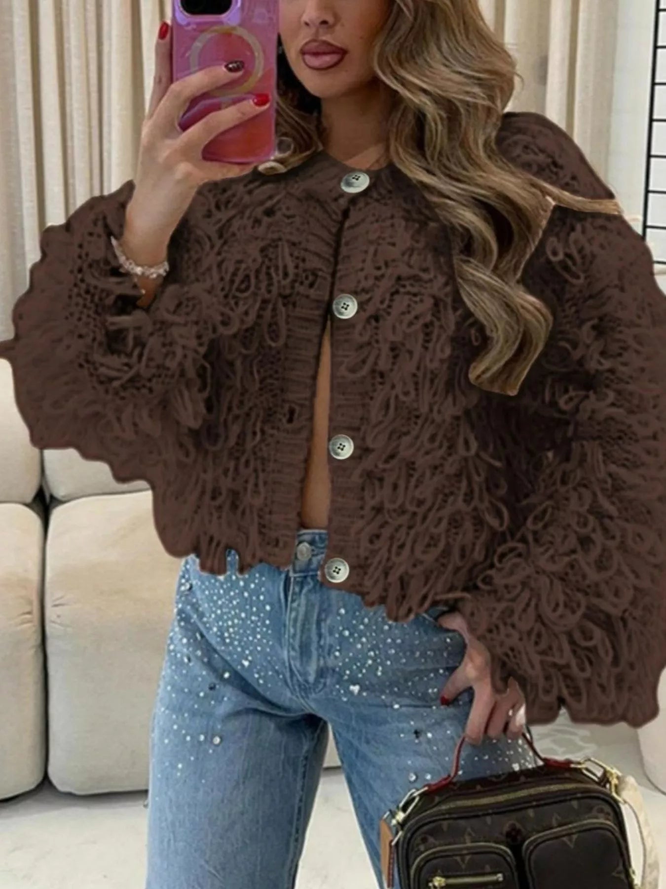 Fringe Button Up Cardigan