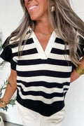 Striped Ruffle Sleeve Blouse