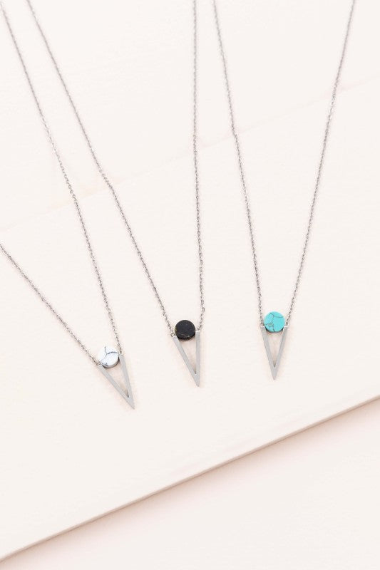 Tensly Point Stone Necklace | Silver