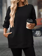 Casual Solid Color Long Sleeve Sweatshirt