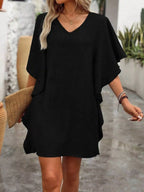 Ruffled Flutter Sleeve V-Neck Mini Dress
